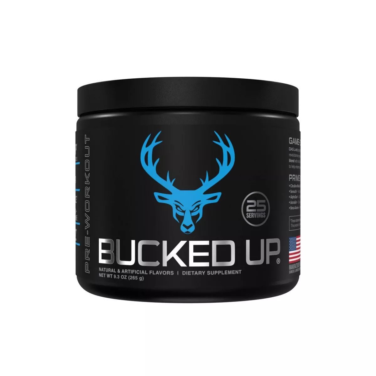 Bucked Up Pre-Workout Powder with 200mg Caffeine – Blue Raz (25 Servings)