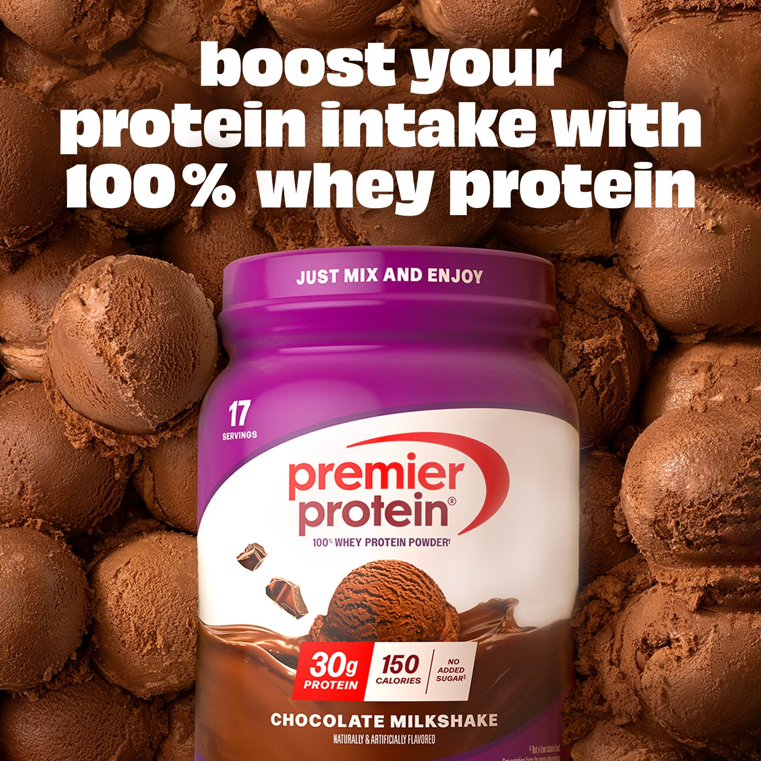 2 Pack Premier Protein 100% Whey Protein Powder, Chocolate Milkshake 30g Protein