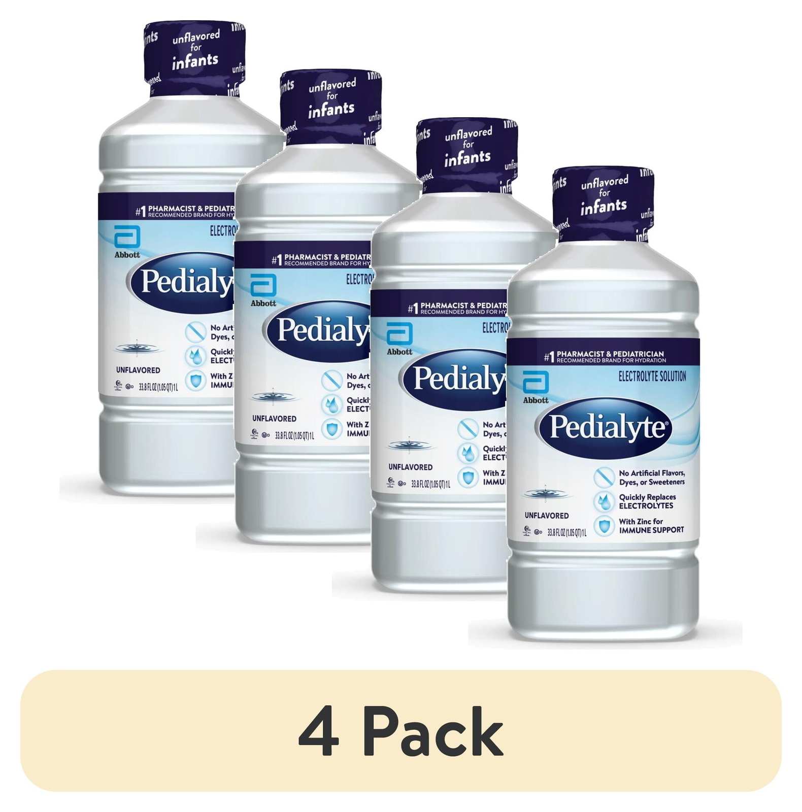 (4 pack) Electrolyte Solution, Unflavored, 1 Liter