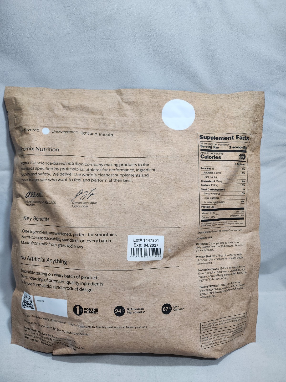ProMix Nutrition One Ingredient Whey Protein Powder 2.2 Pounds 1 KG
