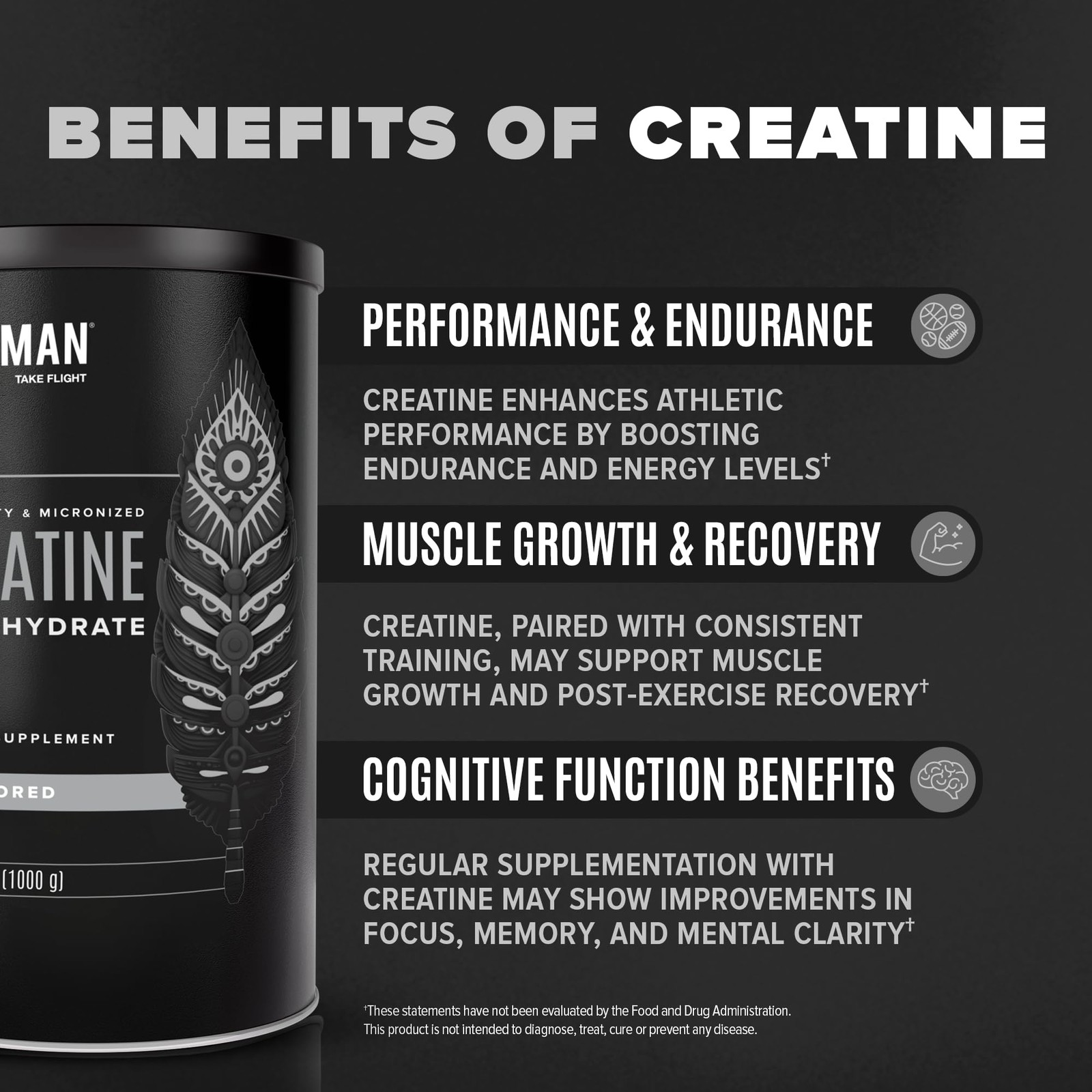BIRDMAN Micronized Creatine Monohydrate Powder, 80 Servings (400 g), Powder