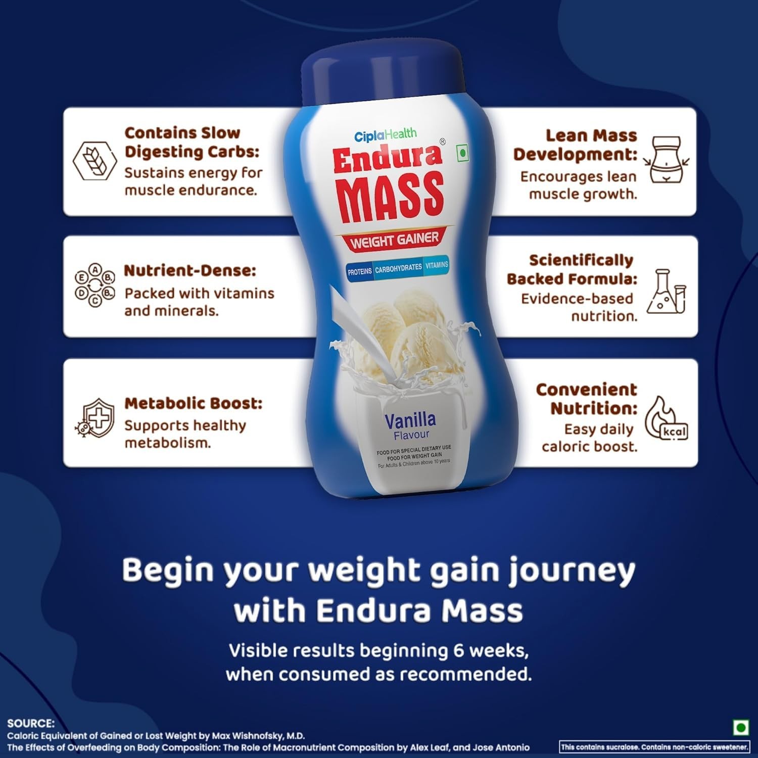 Endura Mass Weight Gainer Vanilla Protein Carb Blend 1kg