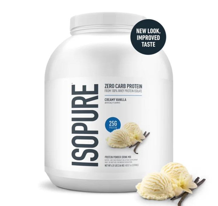 Isopure Zero Carb Whey Protein Isolate, Creamy Vanilla, 4.5 lb, 66 Servings