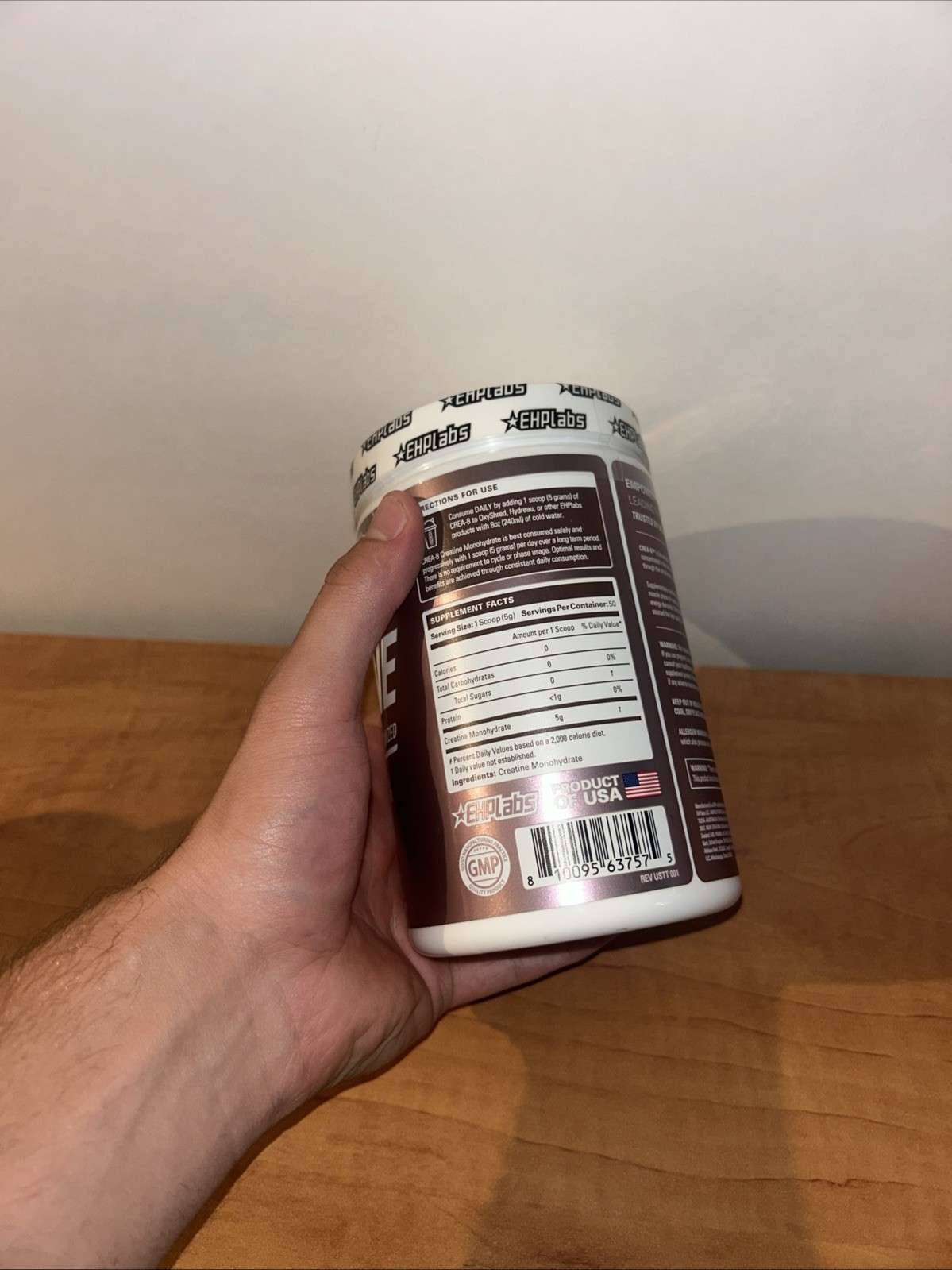 EHPlabs Creatine Monohydrate Powder Unflavored 50 Servings 250 g