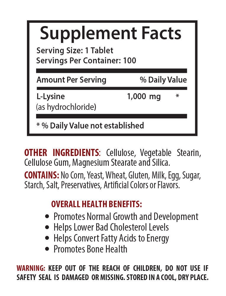 Better Muscle Recovery – L-LYSINE 500mg – Sports Nutrition 1B