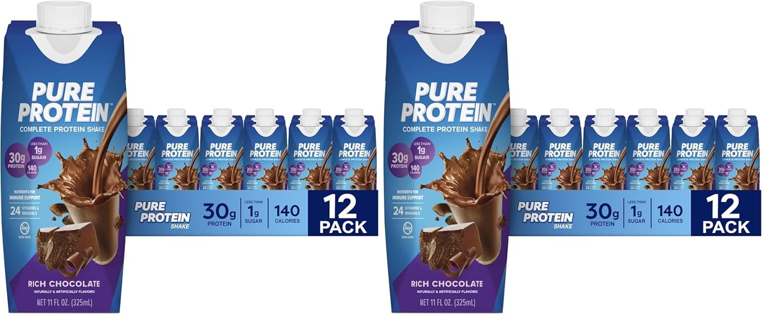 Pure Protein Vanilla Protein Shake 30g Complete Protein Vitamins A, C, D 12 Pack