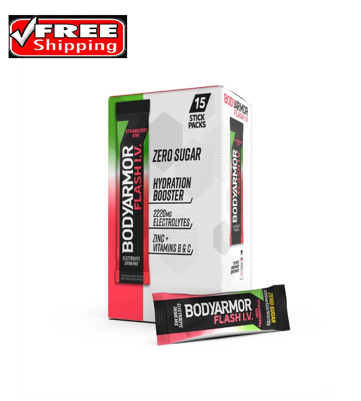 BODYARMOR Flash IV Electrolyte Packets, 0.25 Ounce (Pack of 15), Red