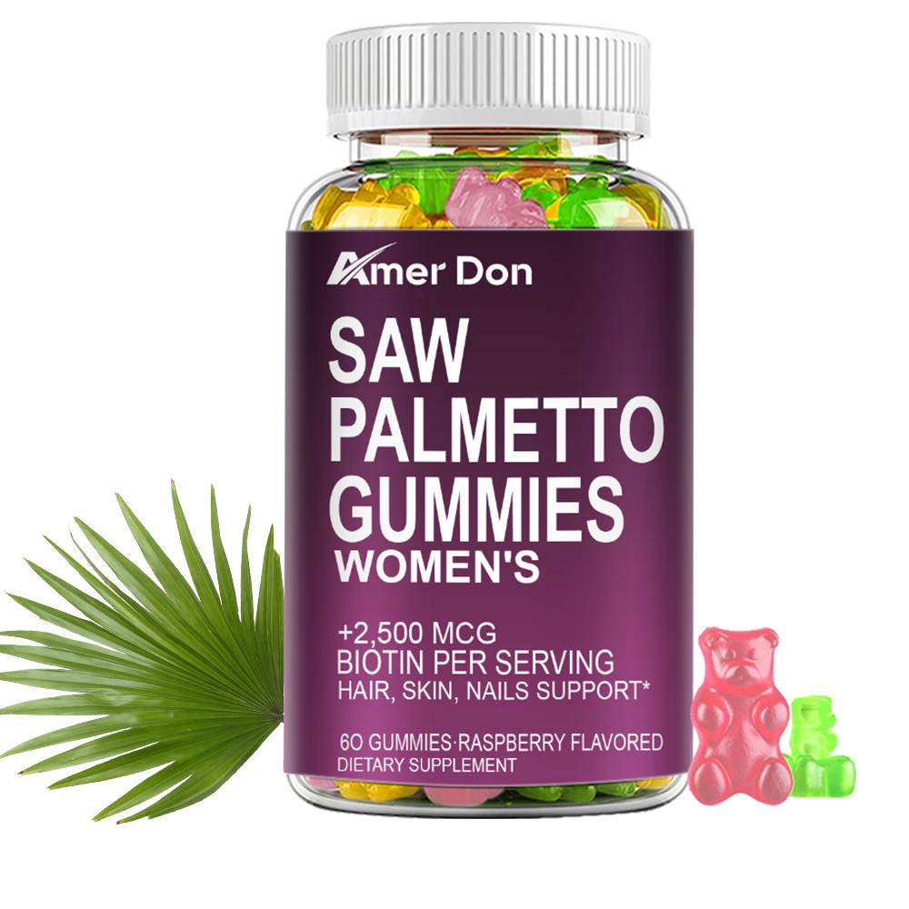 2500mcg Saw Palmetto Extract Biotin Gummies Hair Skin Nails Support 60 Gummies