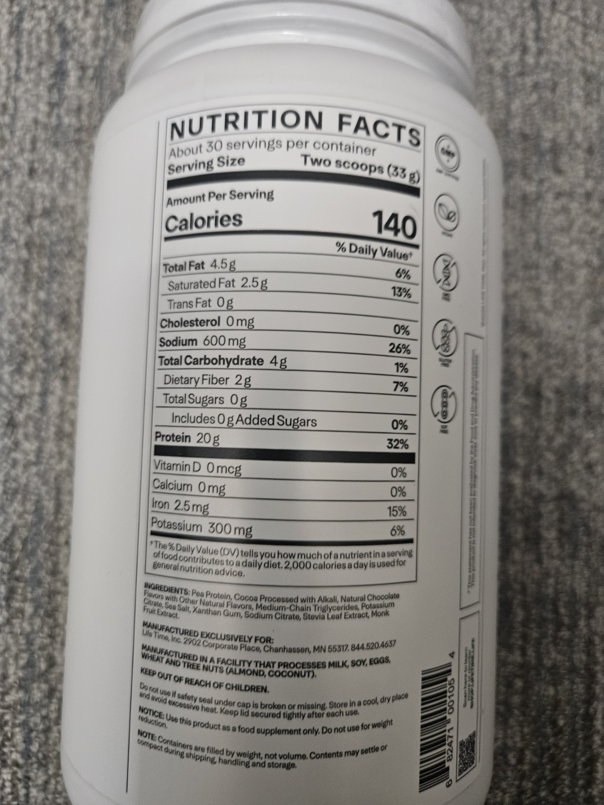 VITAL Vegan Protein Powder, Chocolate Flavor, 990g (About 30 Servings)