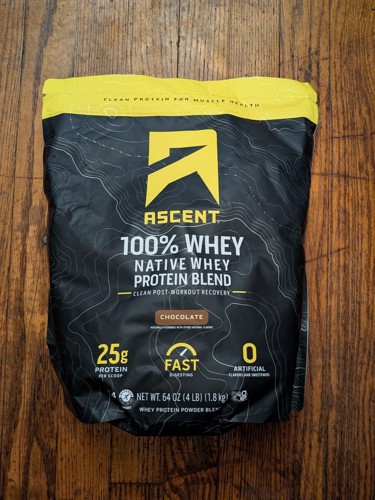 Ascent 100% Native Whey Protein Powder CHOCOLATE 4.25 LB 58 Servings PostWorkout