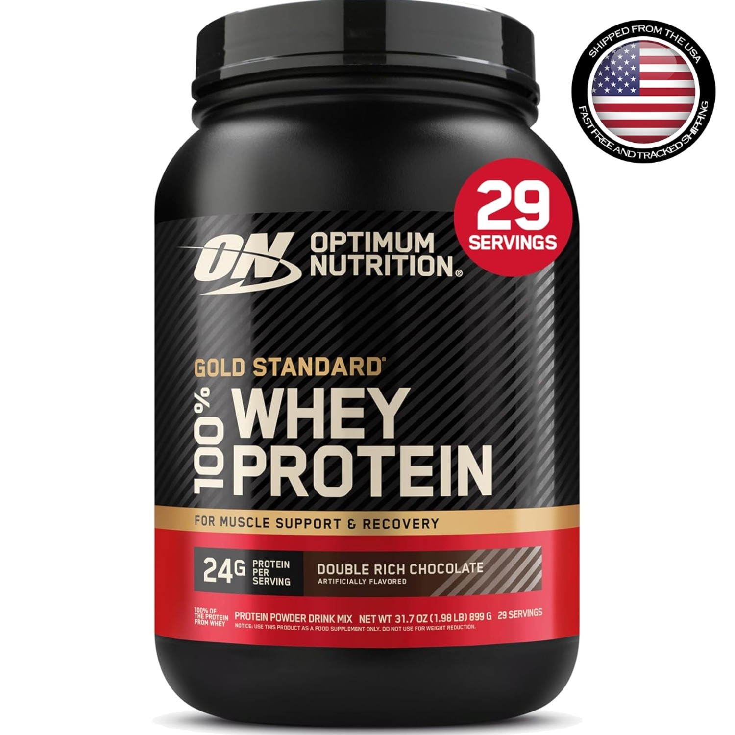 Whey Protein Powder – 2lbs Double Rich Chocolate, Low Carb & Gluten-Free