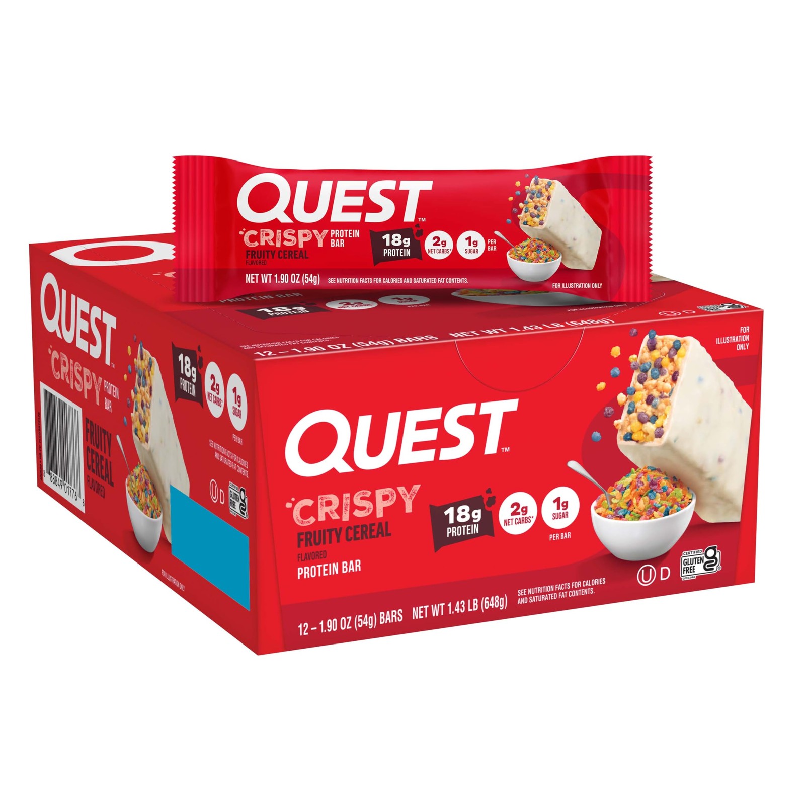 Quest Nutrition Crispy Protein Bar, Fruity Cereal 12 Count (Pack of 1)