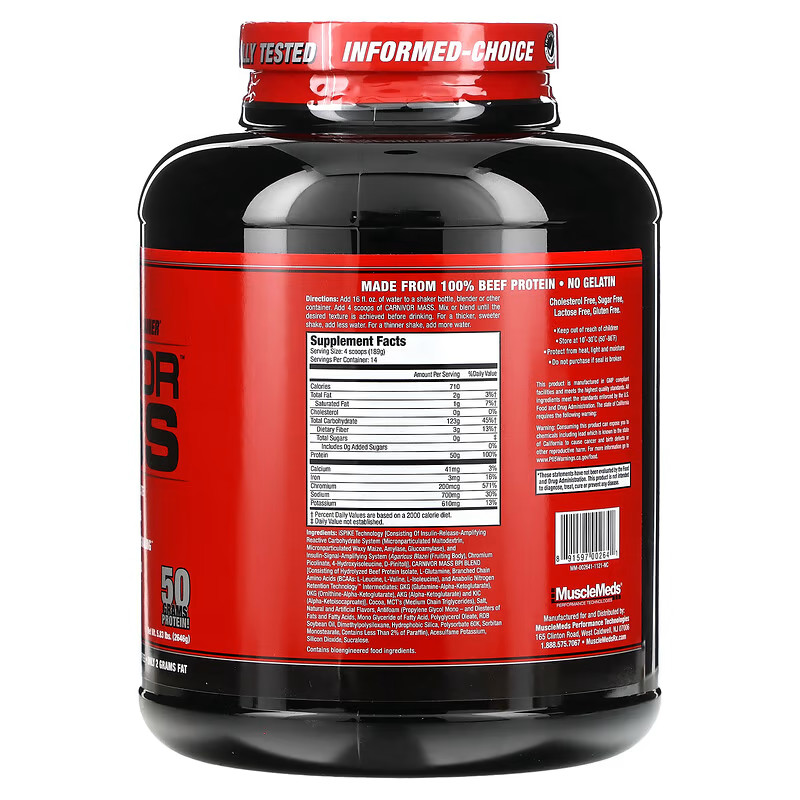 MuscleMeds Carnivor Mass Chocolate Fudge 5.99 lbs Each (Pack of 2)