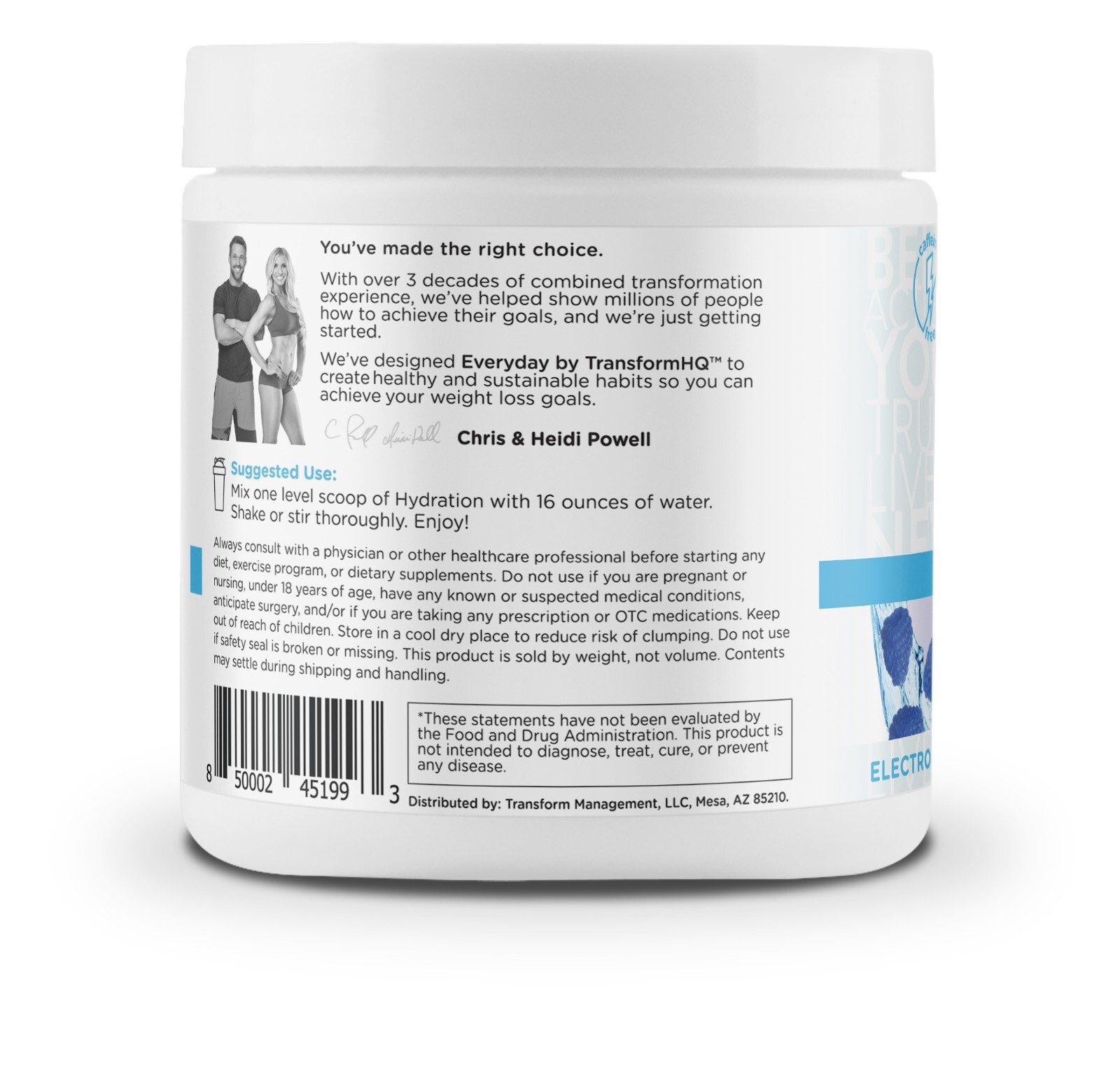 TransformHQ Hydration 42 Servings (Blue Raspberry) – Electrolytes