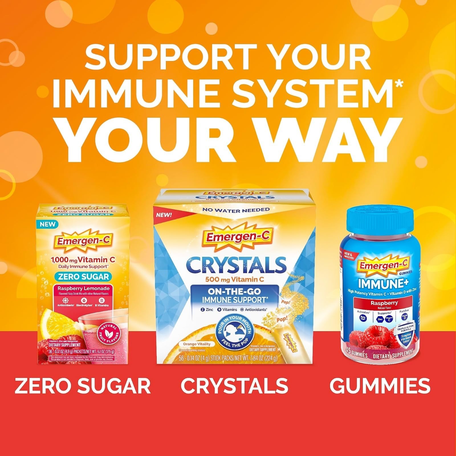 Emergen-C Hydration+ Vitamin C Sports Drink Mix, Raspberry, 18 Packets