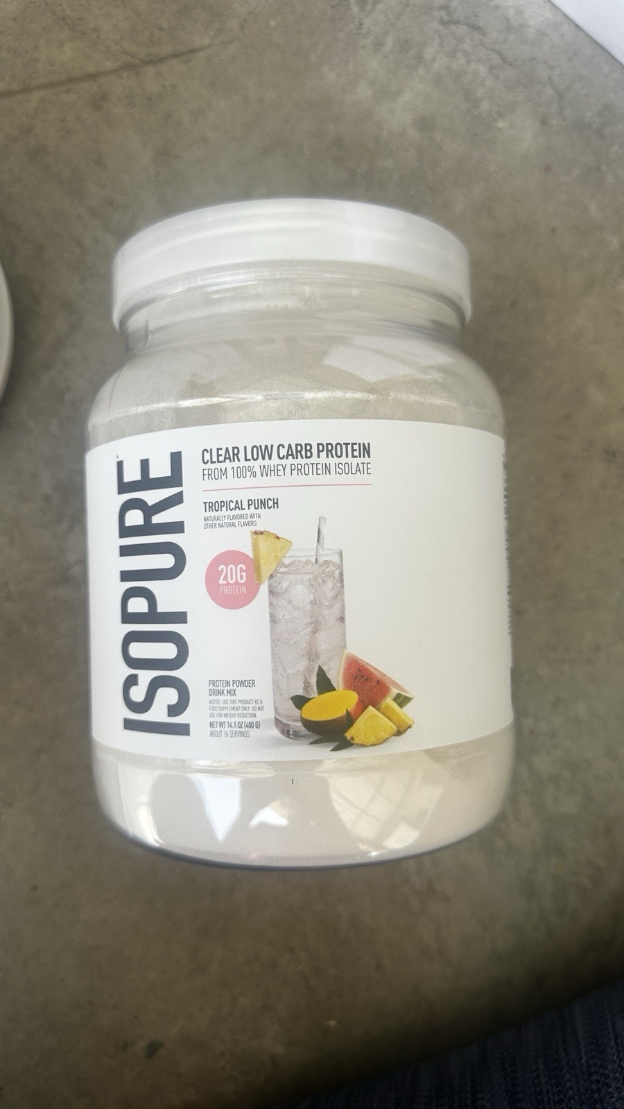 Isopure Low Carb Whey Protein Isolate Powder Tropical Punch 14.1oz Gluten-Free