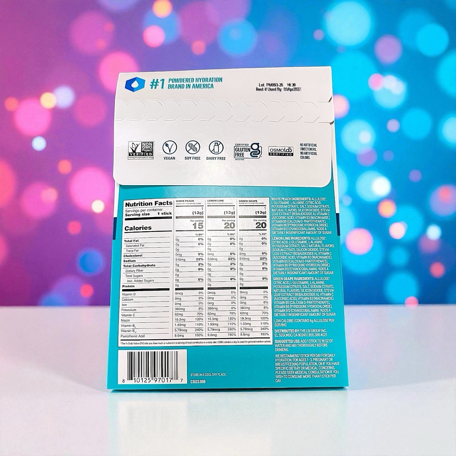 LIQUID IV Hydration Multiplier Sugar-Free 3 count sample pack 0.45 OZ EACH NEW