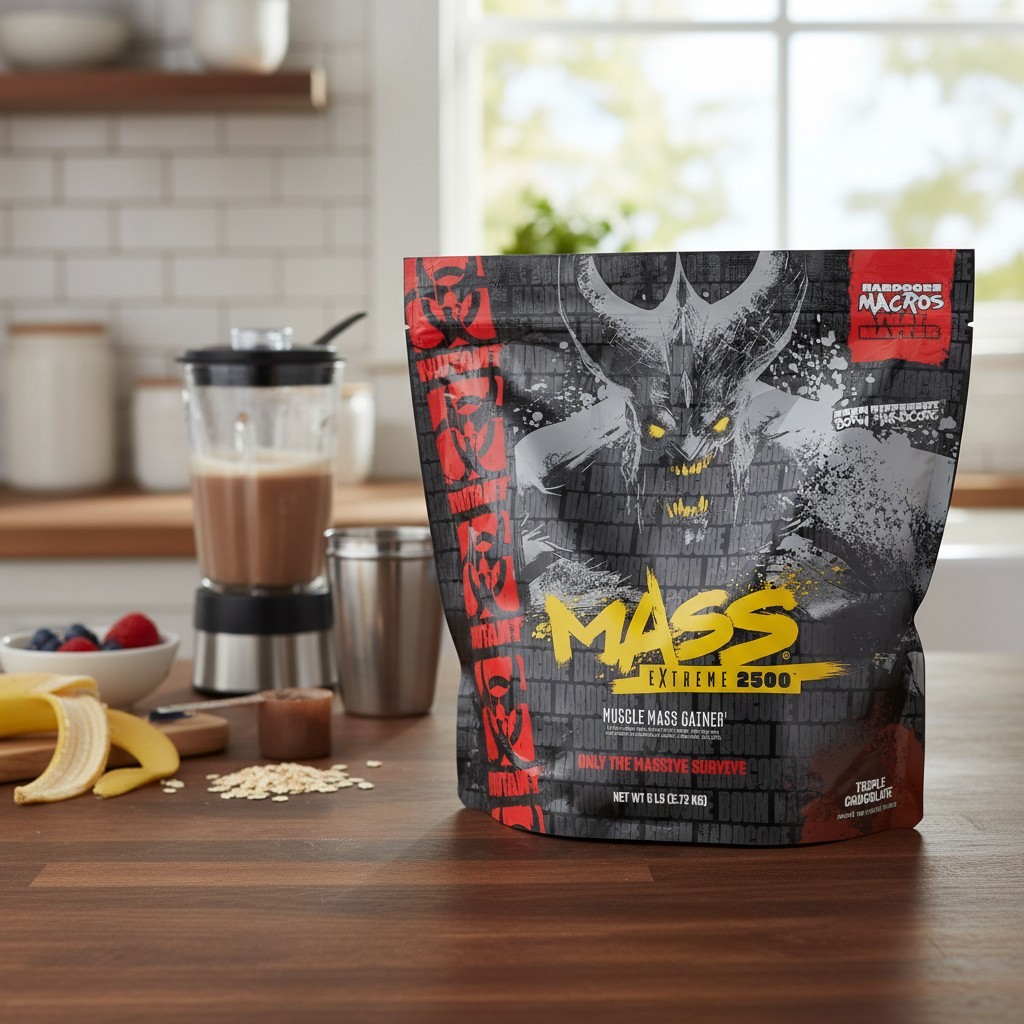 Muscle Mass Gainer Whey Protein Powder 6 lb Triple Chocolate Build Size