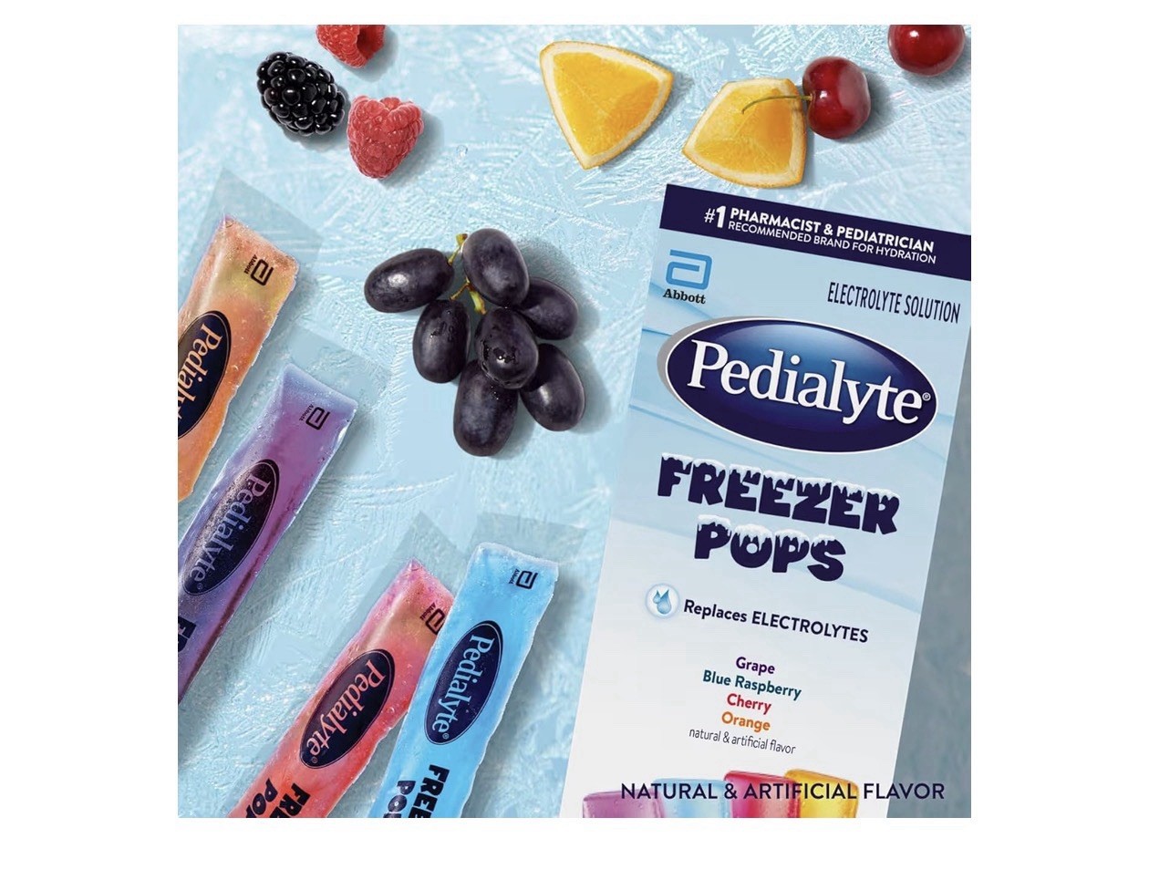 Pedialyte Electrolyte Solution Freezer Pops( pack 64)