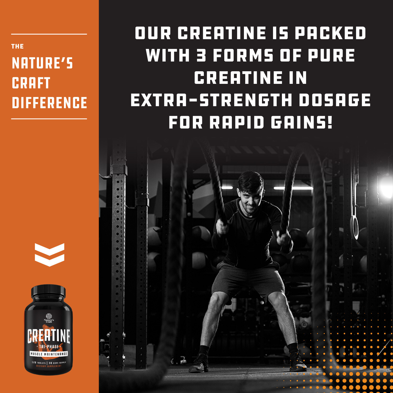 High Strength Tri Phase Creatine Pills – Muscle Mass Gainer and Muscle Recovery