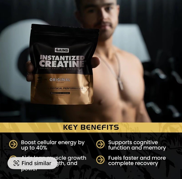 Instantized Creatine Monohydrate Powder – Pre Workout, Muscle Building, 30 Servi