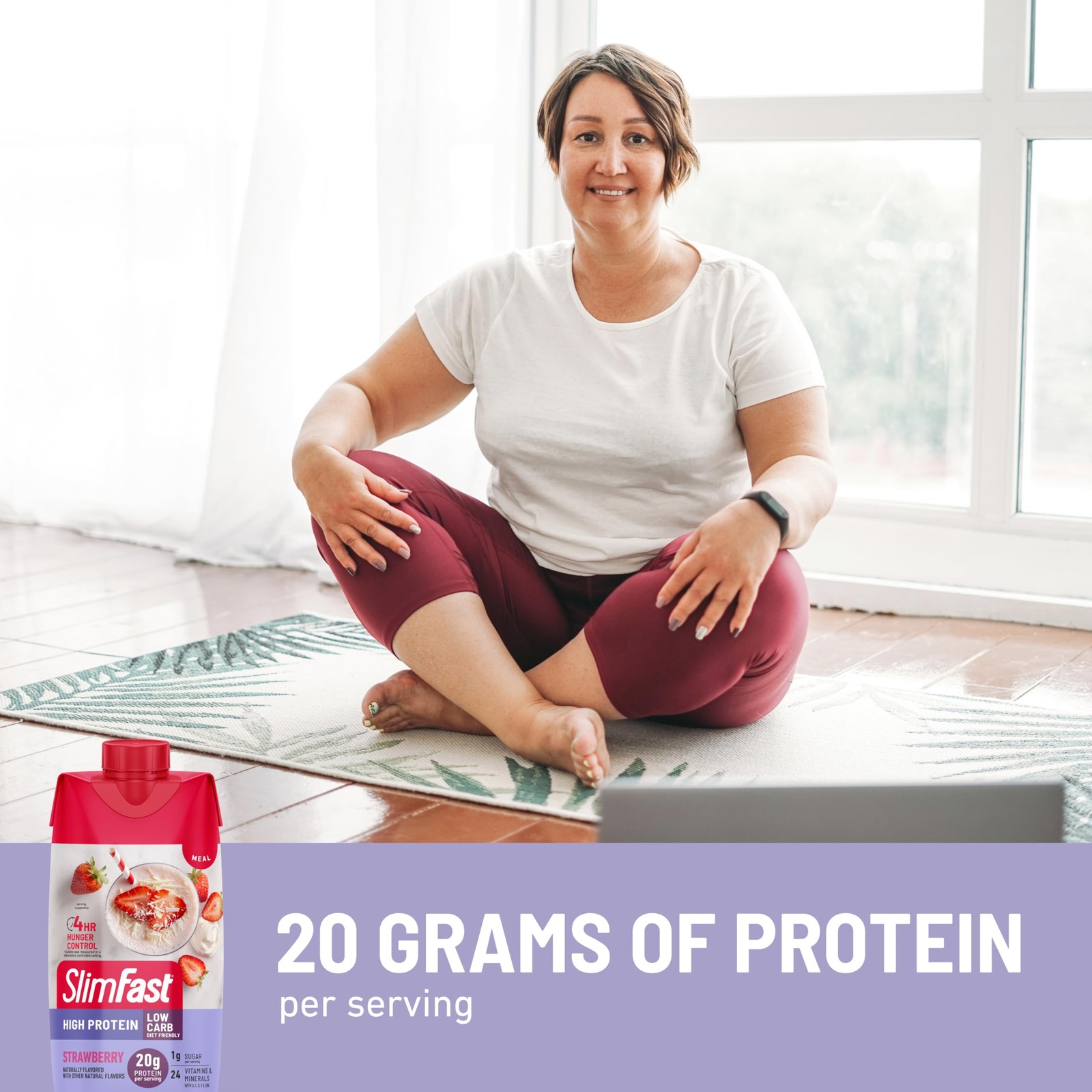 SlimFast Protein Shake, Strawberry- 20g 132 Fl Oz (Pack of 1), Strawberry
