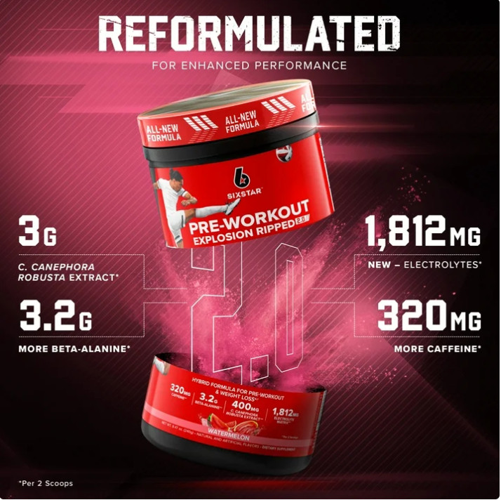3 Pack Powder Explosion Ripped 2.0 Electrolyte Matrix, Watermelon, 8.47 oz Pk