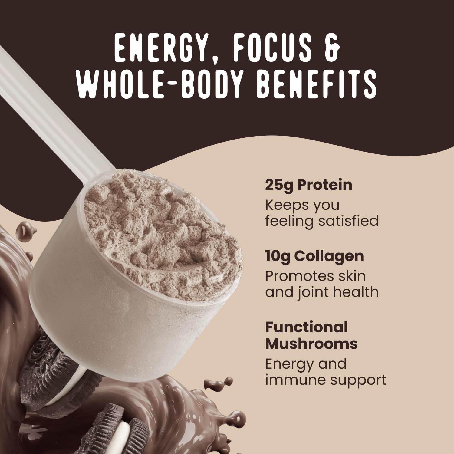 FlavCity All in One Protein Shake Powder Cookies & Cream 20 Servings Grass Fed
