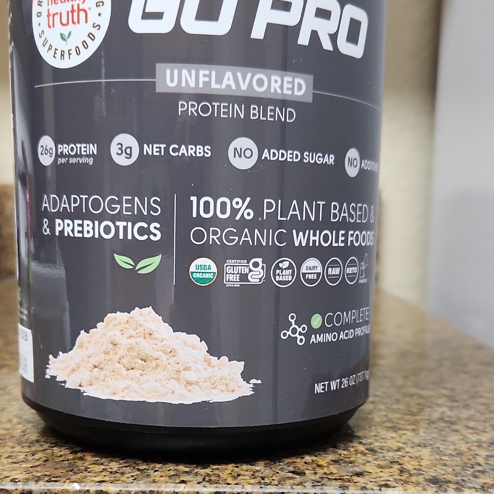 Healthy Truth Plant-Based Protein Blend Powder Unflavored 26 oz