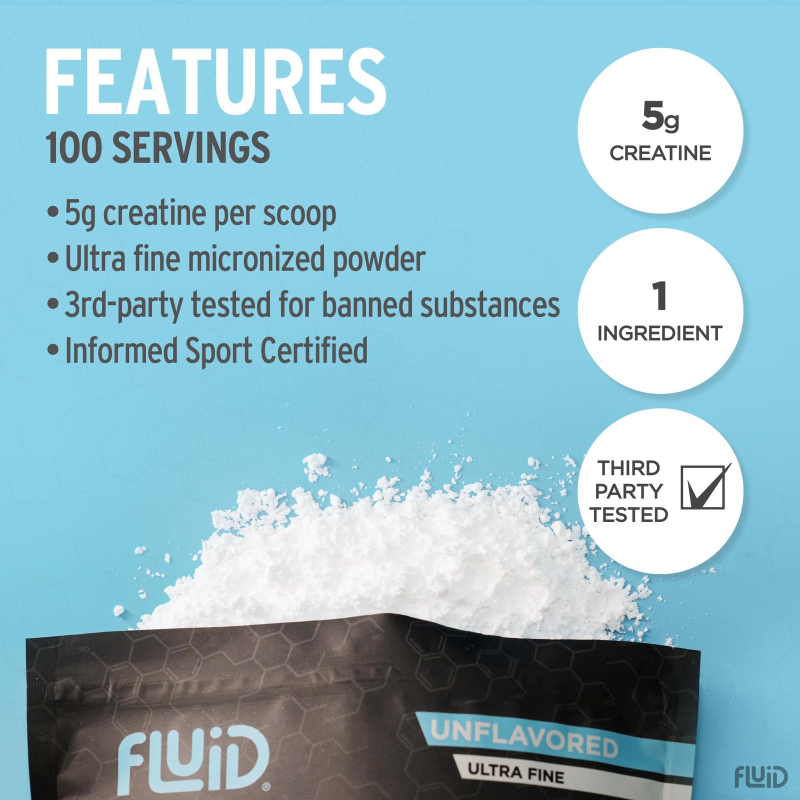 Fluid Creatine – Informed Sport Certified | 1.1 Pound (Pack of 1), White
