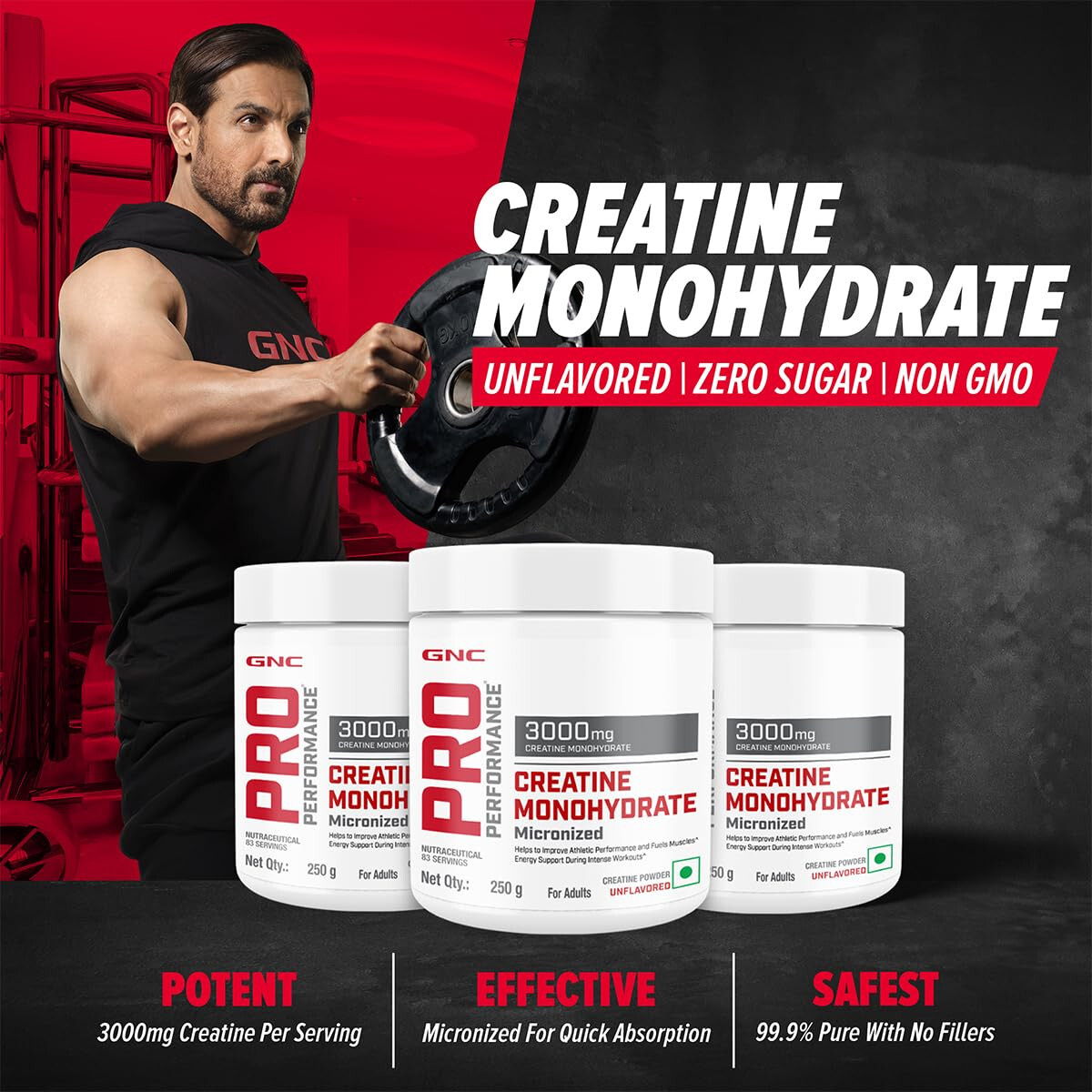 GNC Pro Performance Creatine Monohydrate Unflavoured 250gm Micronized
