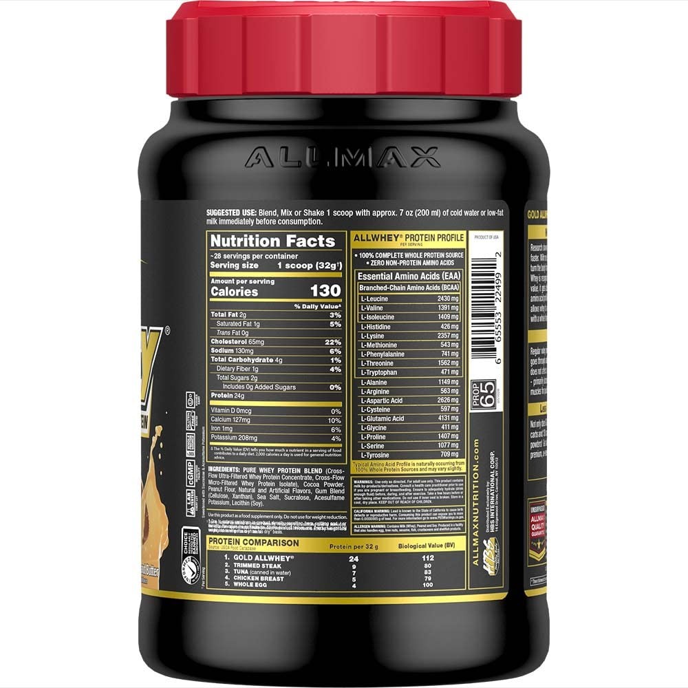 ALLMAX Nutrition Gold ALLWHEY Chocolate Peanut Butter – 2 lb – 24 Grams of Pr…