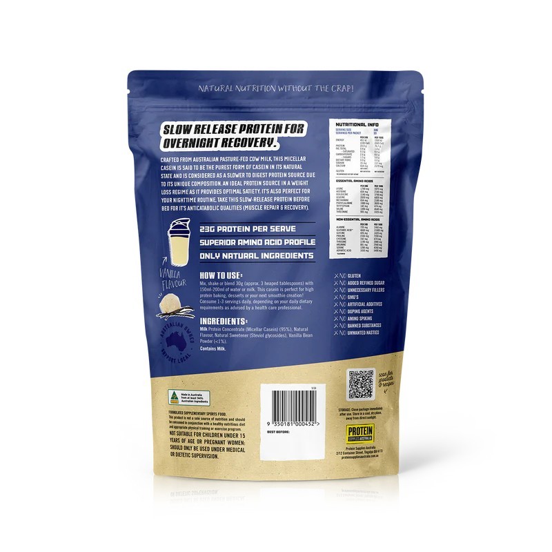 Protein Supplies Australia Micellar Casein Protein Slow Release Vanilla 1kg