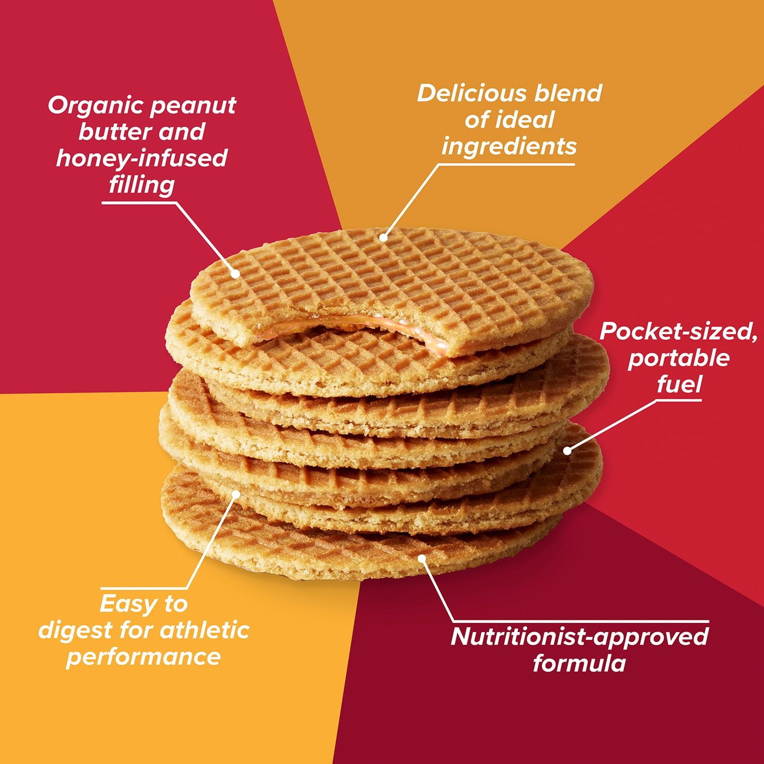 Honey Stinger Organic Energy Waffle, Peanut Butter Strawberry, Caffeine Free