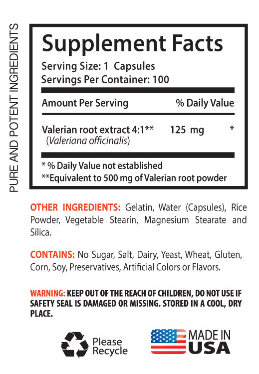 Valerian Root Extract Organic, Relaxation, Tranquil Rest, Sleep Support 1 Bot