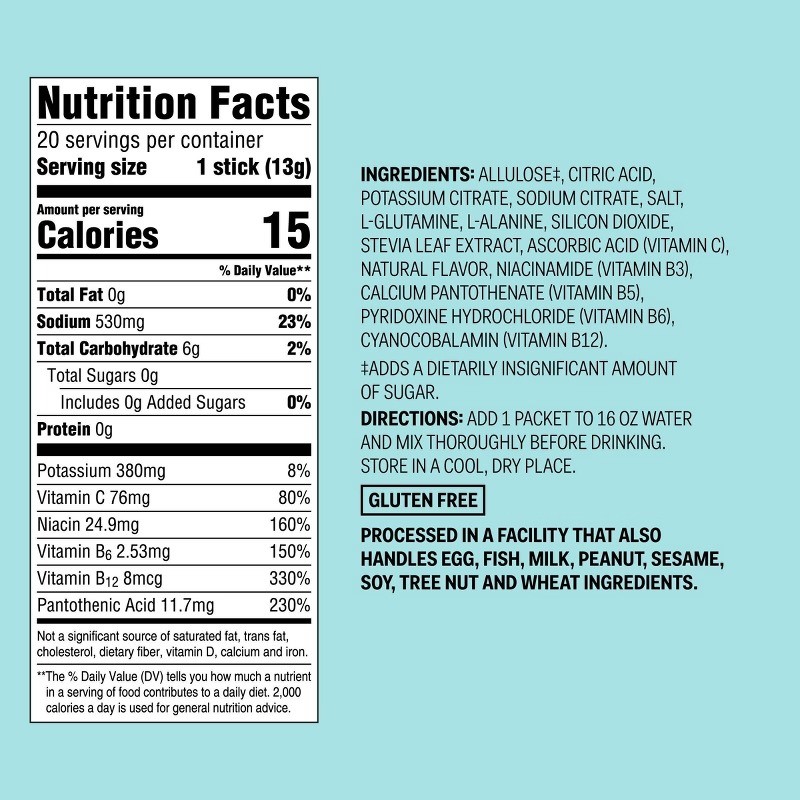 Sugar Free Hydration Vegan Supplement Powder – Lemon Lime – 9.2oz/20ct