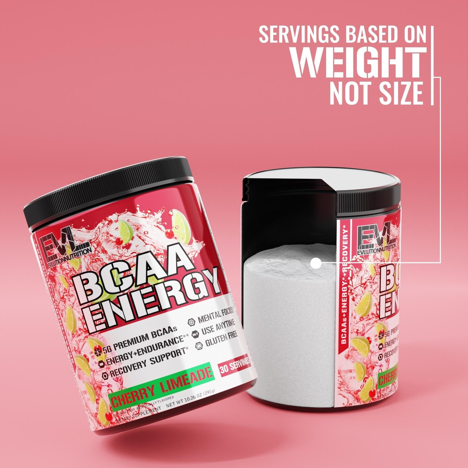 EVL BCAA Energy Cherry Limeade 30 Servings Preworkout Amino Acid Supplement