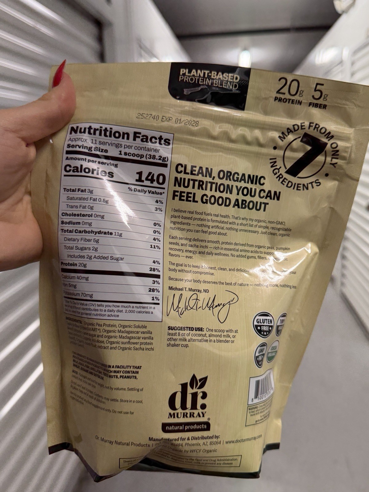Dr. Murray Plant-Based Protein Powder Organic Vanilla 16 oz