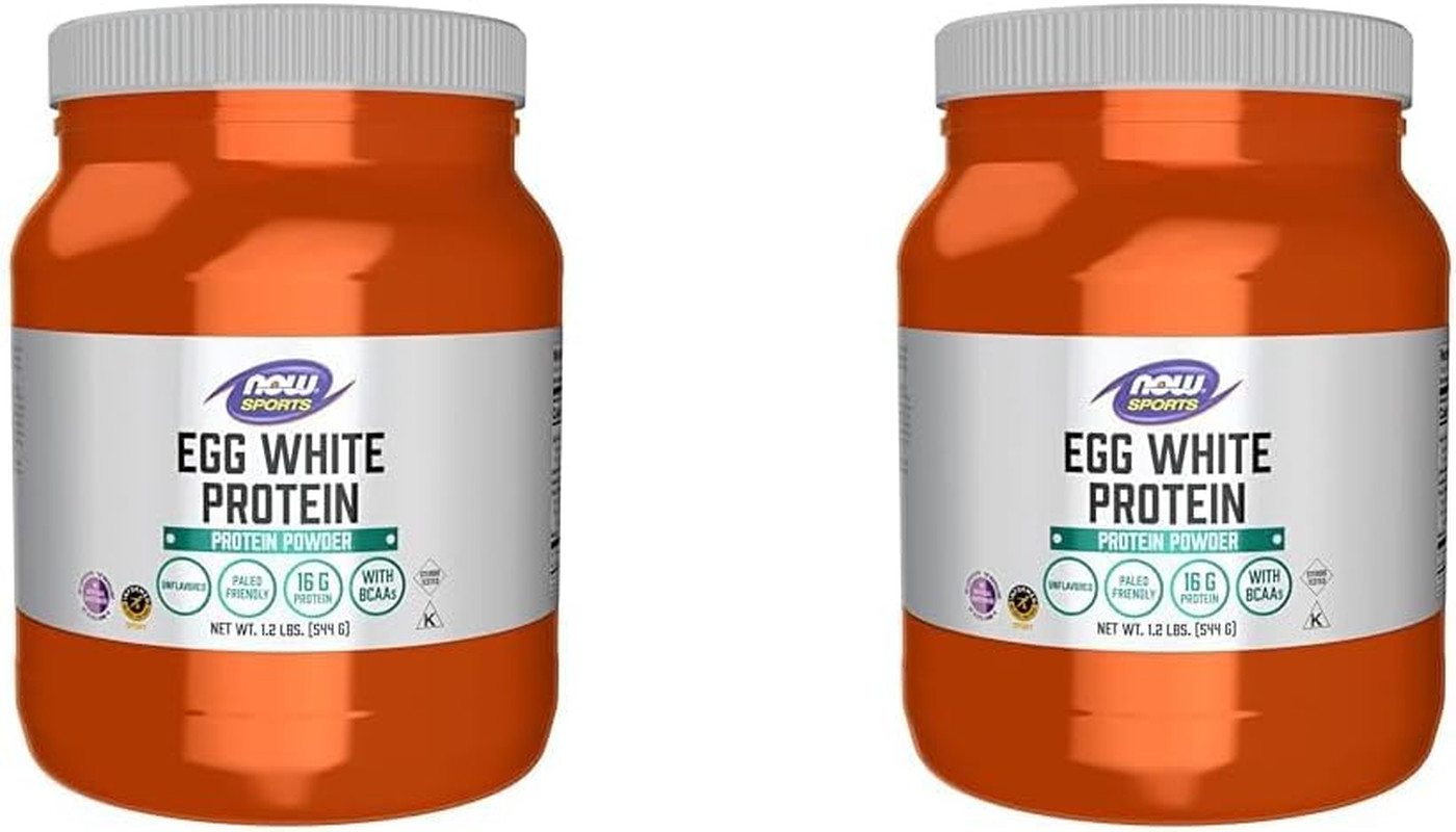 NOW Sports Egg White Protein Powder, 16 G with Bcaas, Unflavored, 1.2-Pound