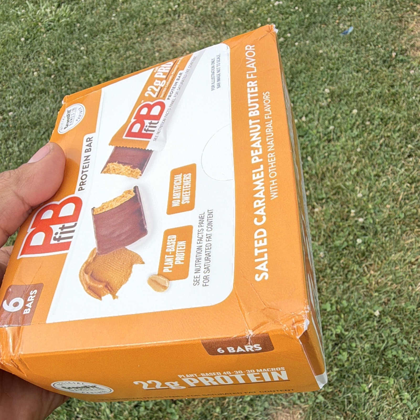PBfit Salted Caramel Peanut Butter Protein Bars 6 Count Plant-Based Protein