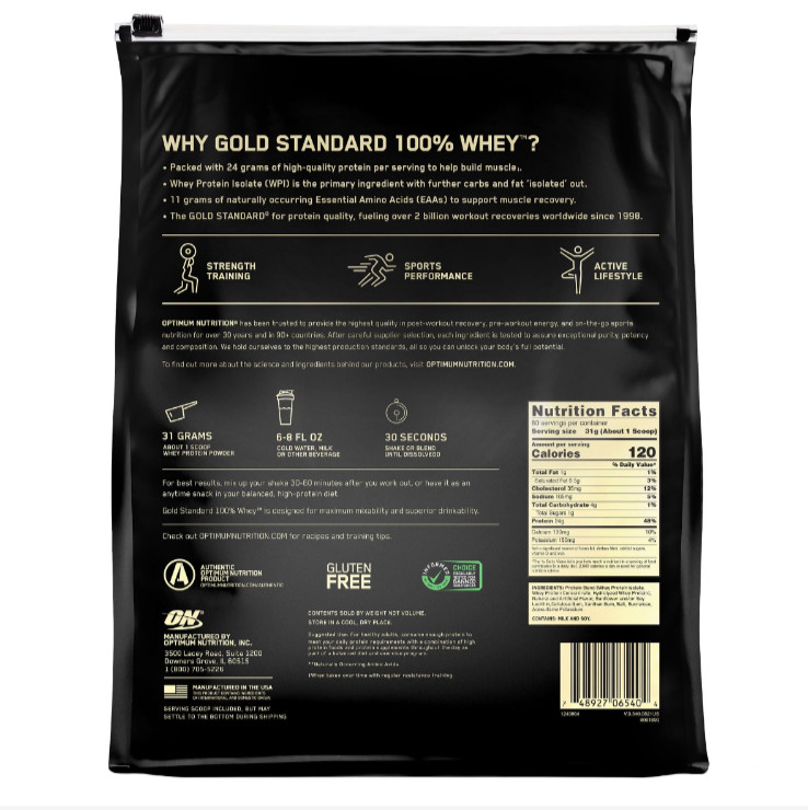 Optimum Nutrition Gold Standard 100% Whey Protein Powder, Vanilla Ice Cream, 5.4