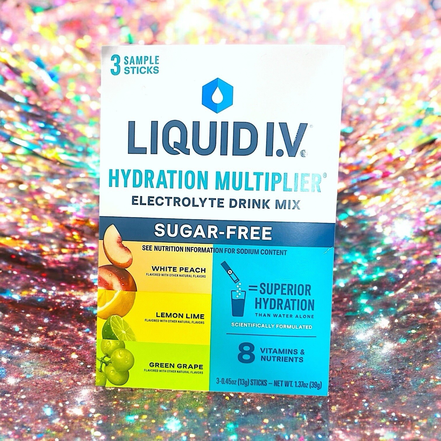LIQUID IV Hydration Multiplier Sugar-Free 3 count sample pack 0.45 OZ EACH NIP