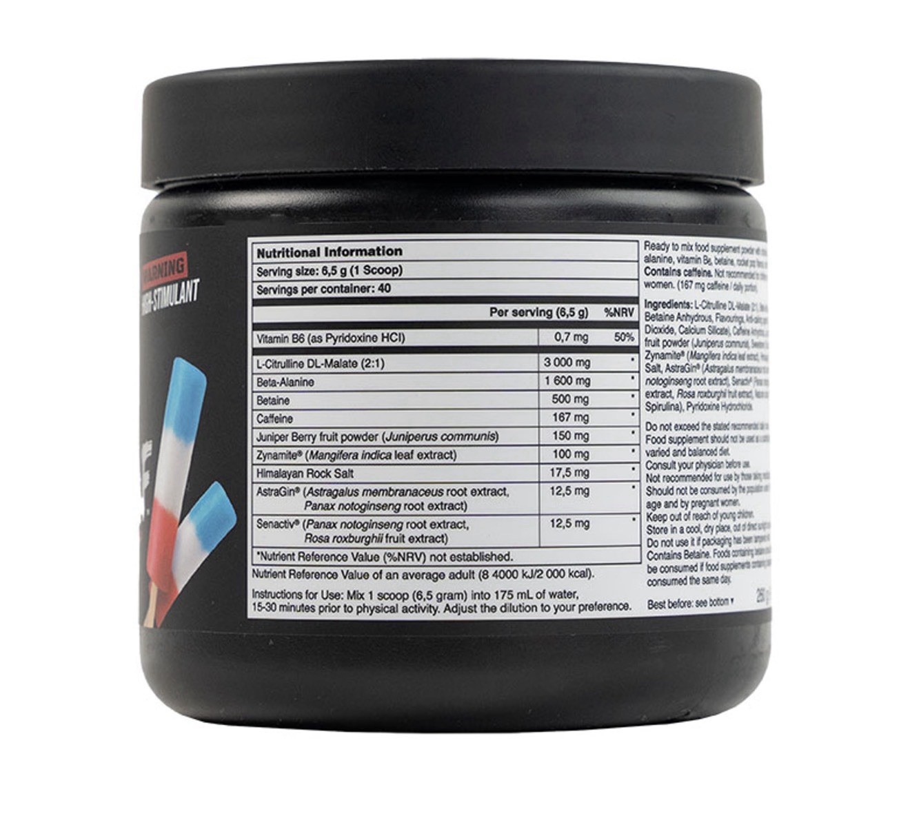 BUCKED UP WOKE AF ROCKET POP HIGH STIMULANT PRE-WORKOUT Energy 40 Servings