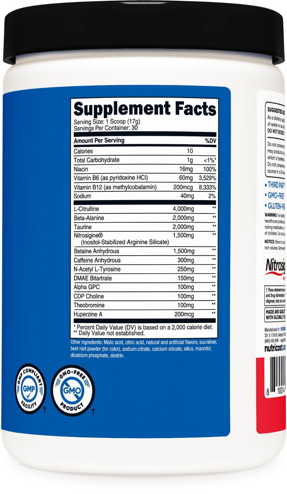 Pre-Workout Complex Powder – Fruit Punch, 30 Servings, Vegetarian, GMO-Free, Glu