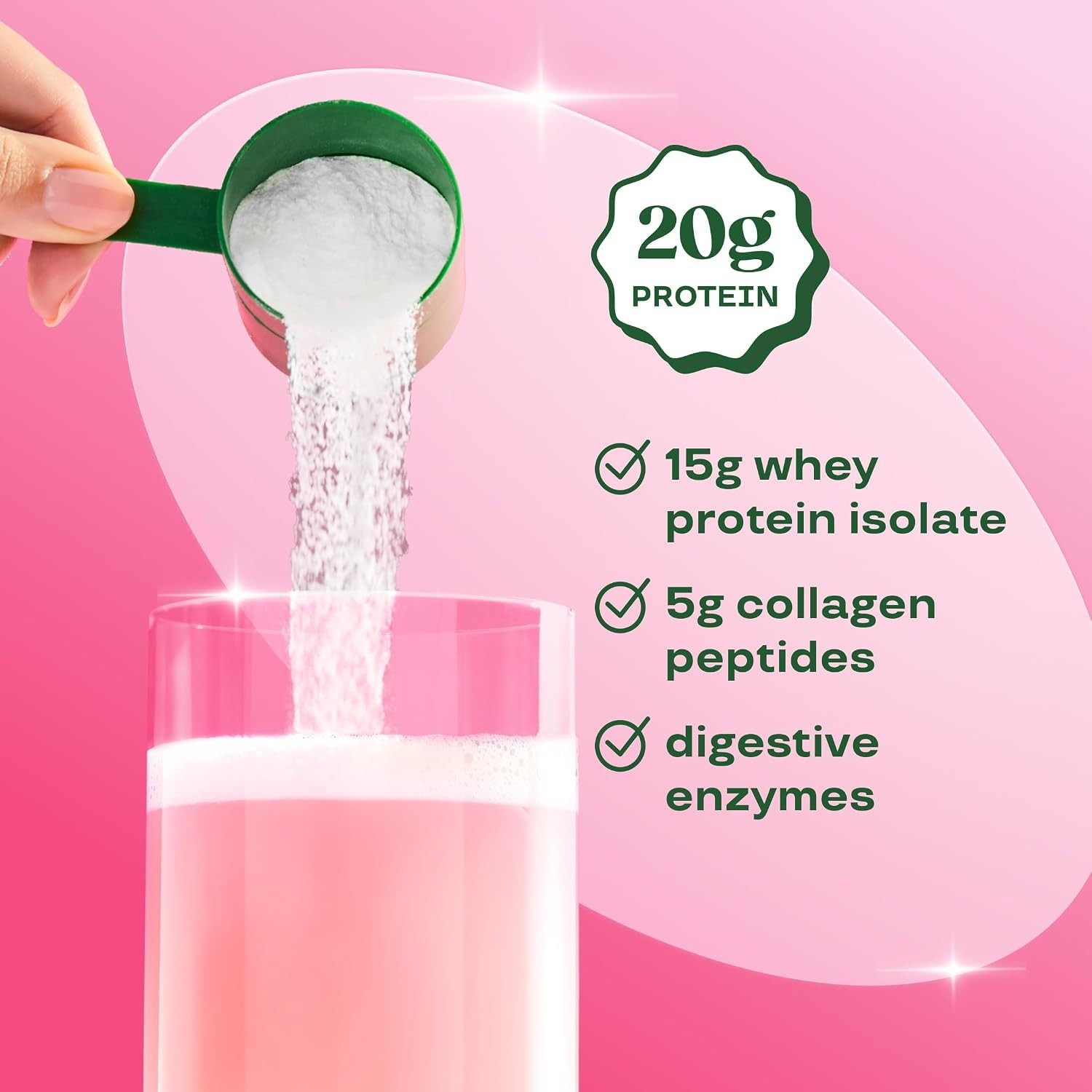Bloom Clear Protein Powder Whey Isolate Collagen Peptides Digestive Enzymes 20g