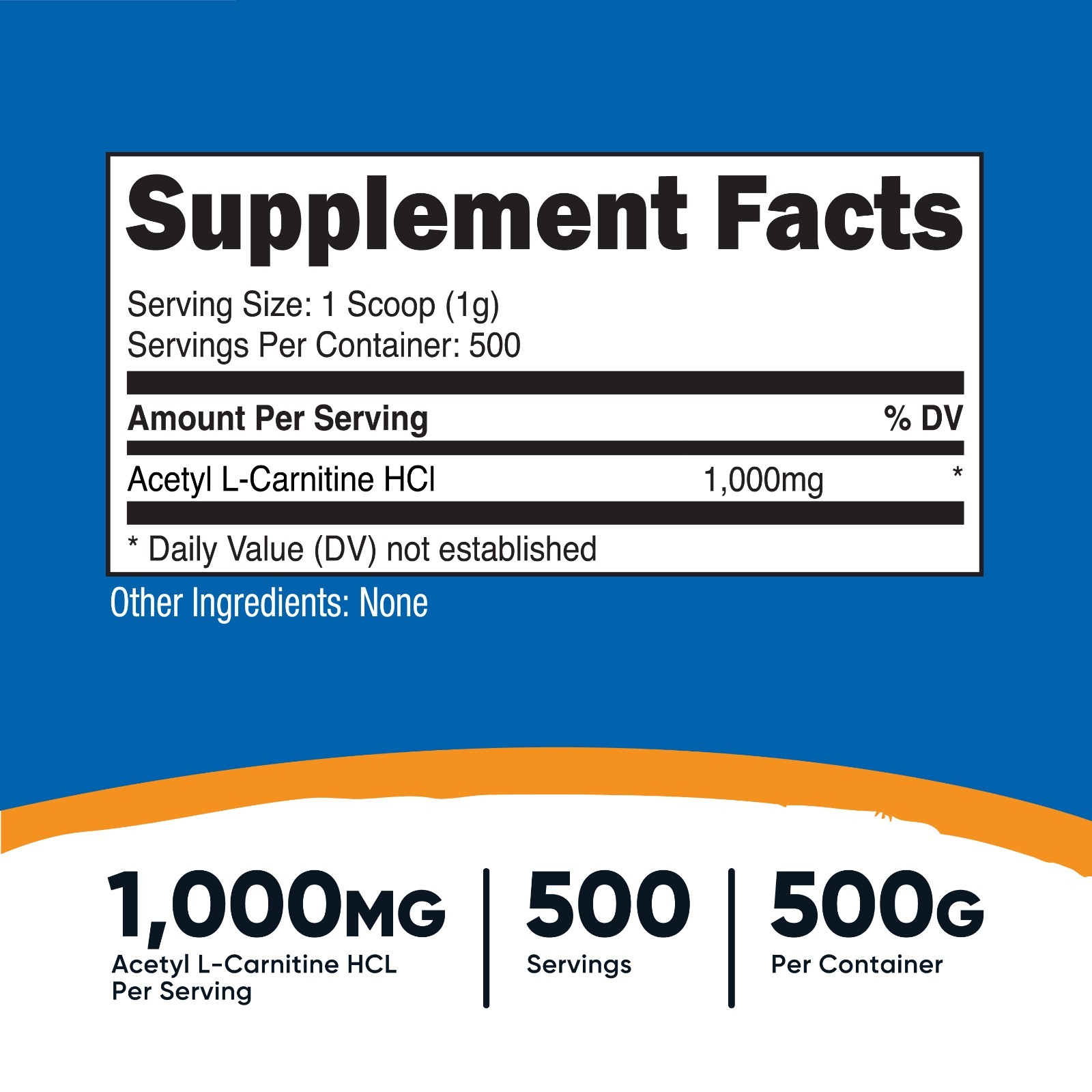Nutricost Acetyl L-Carnitine Powder – 500 grams (Unflavored)