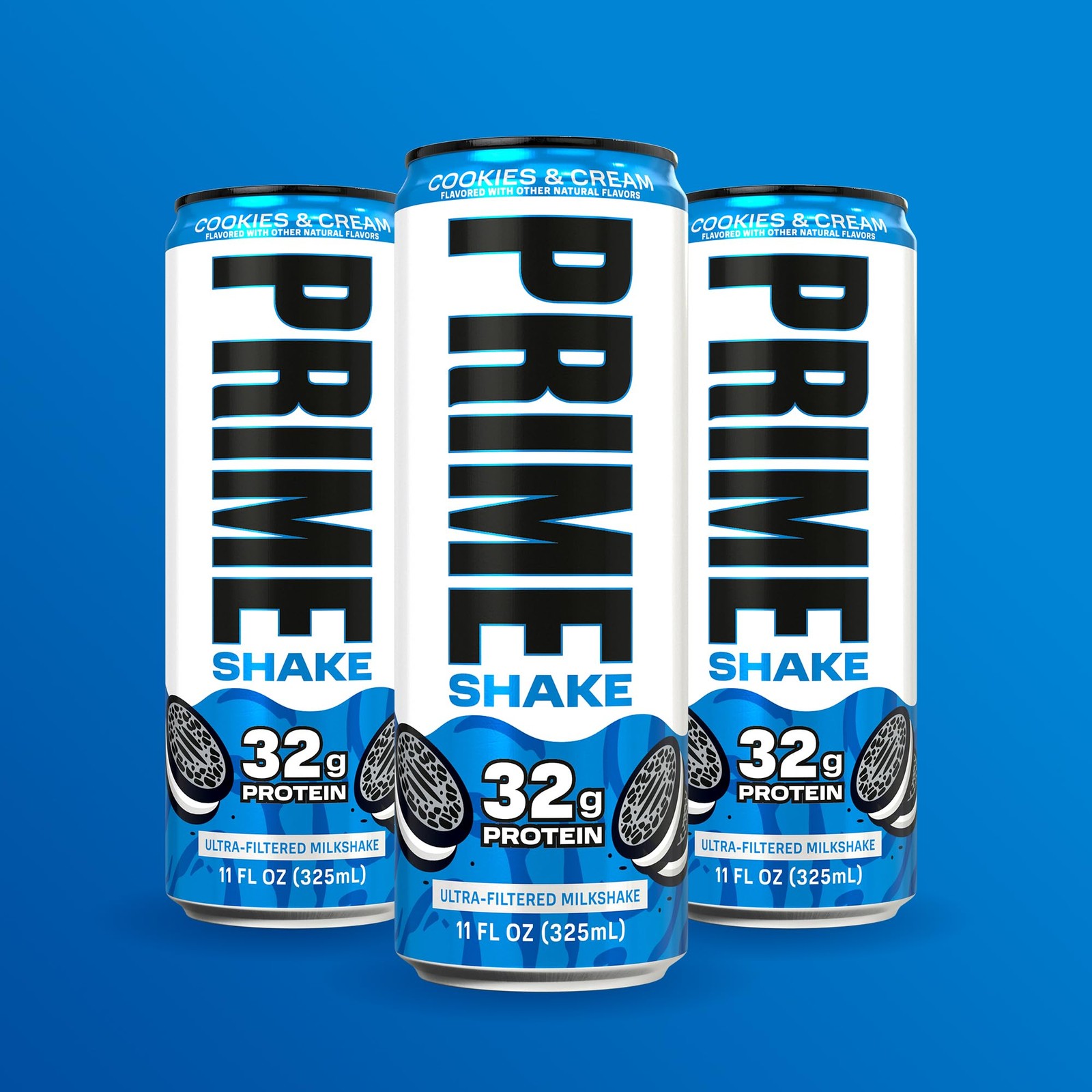 PRIME Shakes, Cookies & Cream, 32g Protein Shake for 11 Fl Oz (Pack of 12)