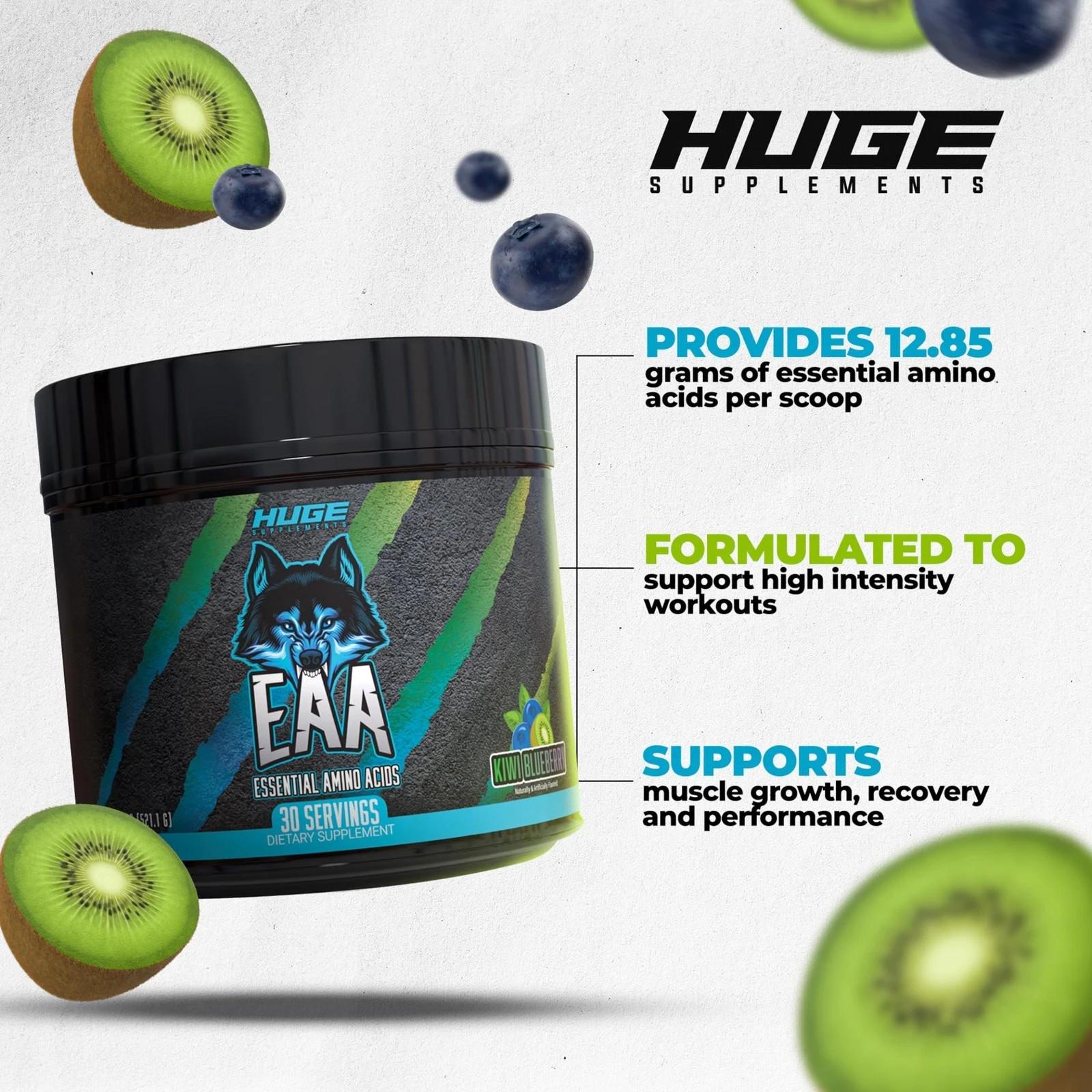 Huge EAA Supplement, Highest Dosed Essential Amino Acids Powder, 12.85g EAAs …