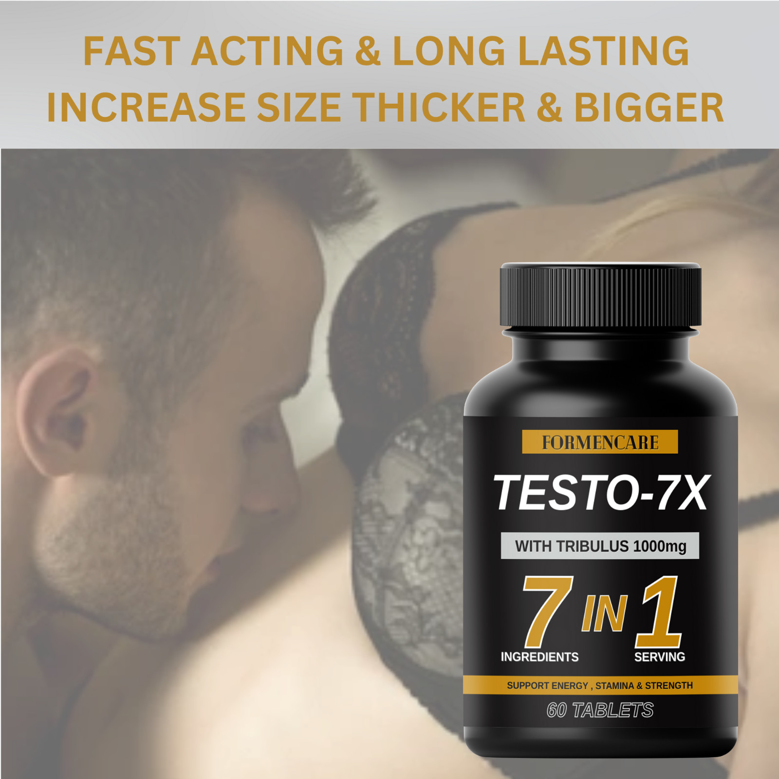 NEW . 60 Powerful Capsules . Works In 10 Minutes. Herbal Supplement for Men