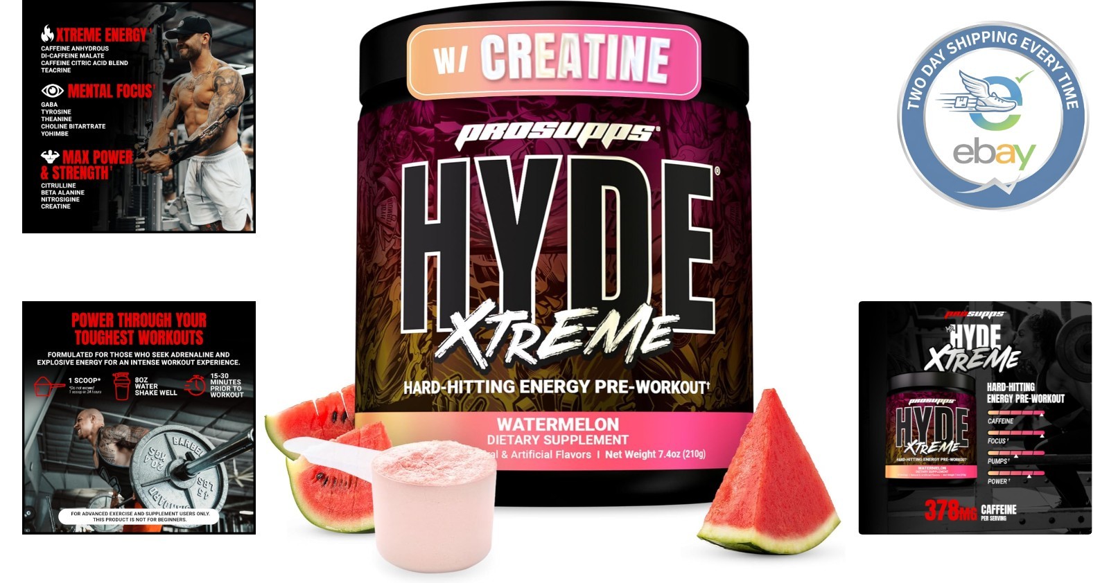 Mr. Hyde Xtreme Energy Pre Workout – Boost Focus & Pumps, 30 Servings Watermelon